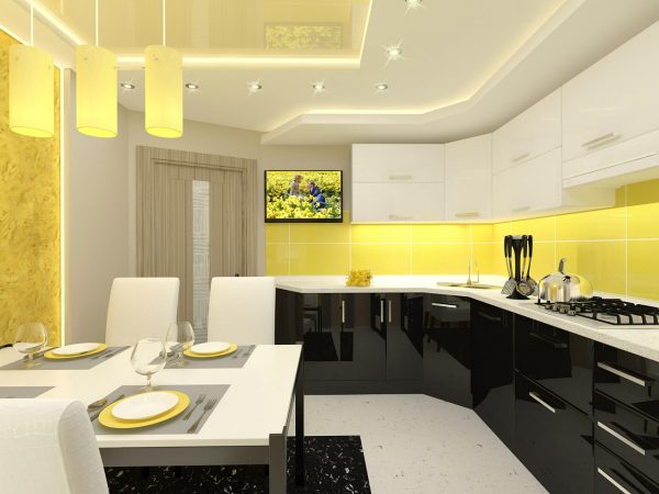 Интерьер кухни в желтом цвете