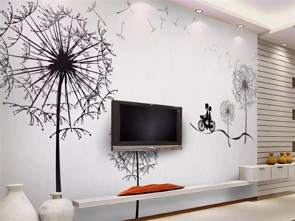 Декоративные рисунки на стене в квартире своими руками: способы создания элемента в пространстве