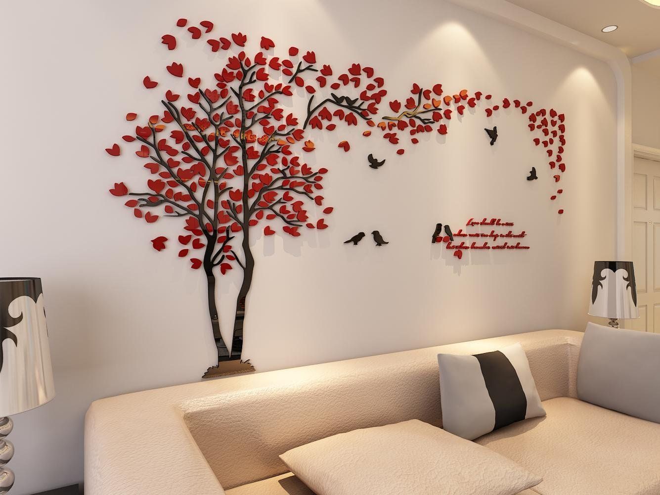 Нарисованное дерево на стене в интерьере (45 фото)