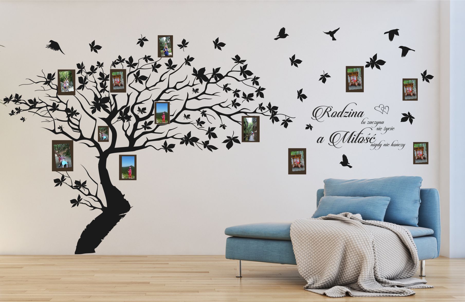 Нарисованное дерево на стене в интерьере - 69 фото